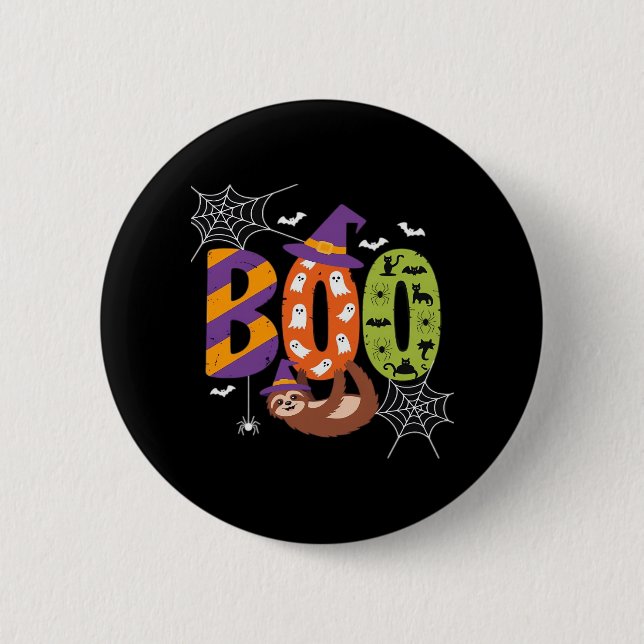 Halloween Sloth Boo Lazy Essential T-Shirt 2 Inch Round Button (Front)