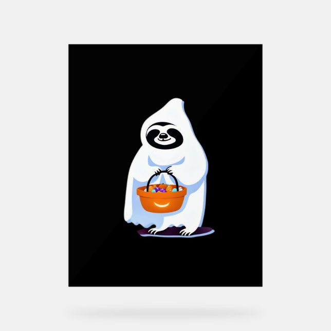 Halloween sloth dressed as ghost going trick or tr (Recto)