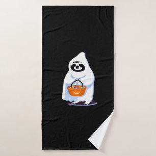 Halloween sloth dressed as ghost going trick or tr bath towel