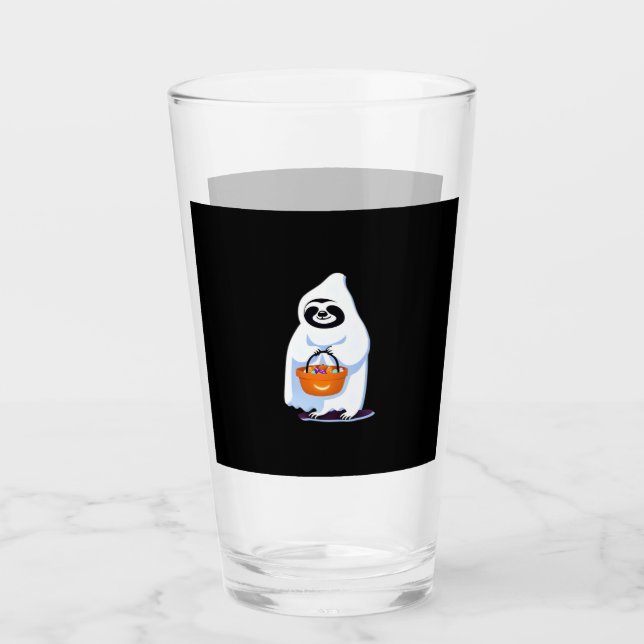 Halloween sloth dressed as ghost going trick or tr glass (Front)