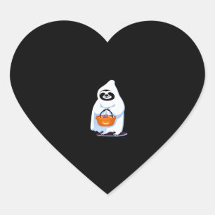 Halloween sloth dressed as ghost going trick or tr heart sticker
