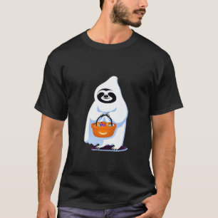 Halloween sloth dressed as ghost going trick or tr T-Shirt