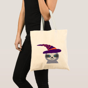 Halloween Sloth in Witch's Hat Tote Bag