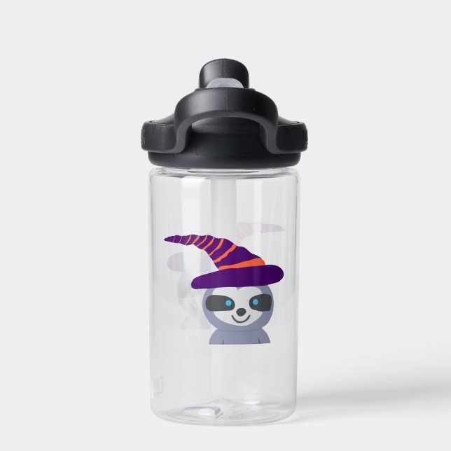 Halloween Sloth in Witch's Hat  Water Bottle (Back)