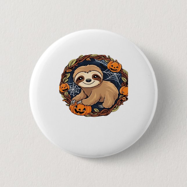 Halloween, Sloth, October 31st, Thanksgiving Class 2 Inch Round Button (Front)