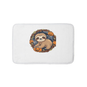 Halloween, Sloth, October 31st, Thanksgiving Class Bath Mat