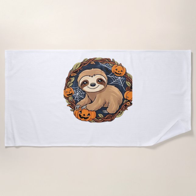 Halloween, Sloth, October 31st, Thanksgiving Class Beach Towel (Front)