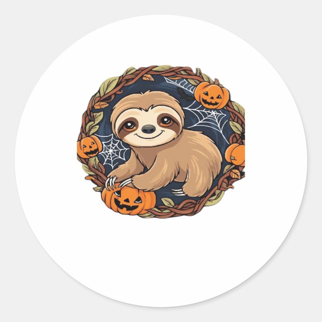 Halloween, Sloth, October 31st, Thanksgiving Class Classic Round Sticker (Front)