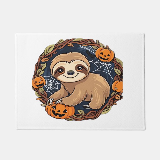 Halloween, Sloth, October 31st, Thanksgiving Class Doormat (Front)