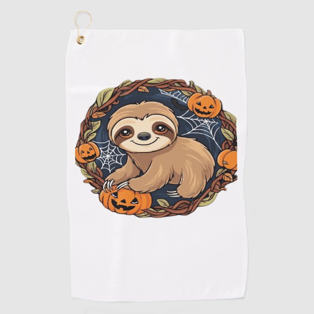 Halloween, Sloth, October 31st, Thanksgiving Class Golf Towel (Front)