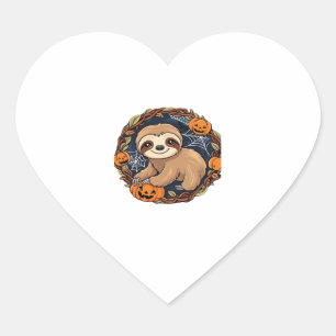 Halloween, Sloth, October 31st, Thanksgiving Class Heart Sticker