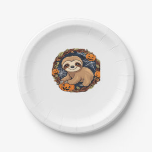 Halloween, Sloth, October 31st, Thanksgiving Class Paper Plate