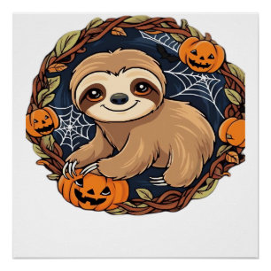 Halloween, Sloth, October 31st, Thanksgiving Class Poster