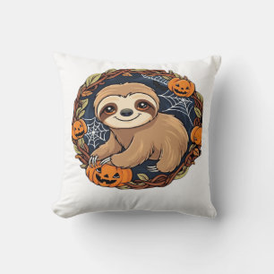 Halloween, Sloth, October 31st, Thanksgiving Class Throw Pillow