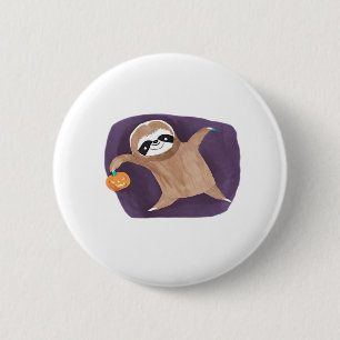 Halloween sloth, pumpkin, bat, spider, spider web 2 inch round button