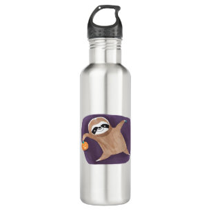 Halloween sloth, pumpkin, bat, spider, spider web  710 ml water bottle
