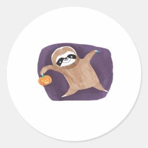 Halloween sloth, pumpkin, bat, spider, spider web classic round sticker