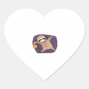 Halloween sloth, pumpkin, bat, spider, spider web heart sticker