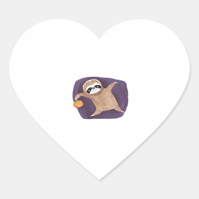 Halloween sloth, pumpkin, bat, spider, spider web  heart sticker (Front)
