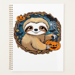 Halloween sloth, pumpkin, bat, spider, spider web planner