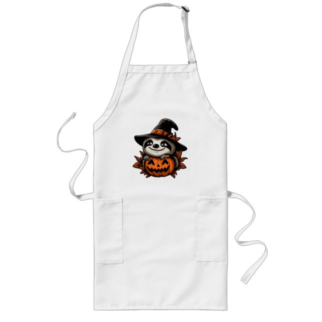 Halloween Sloth Pumpkin Festivity Long Apron (Front)