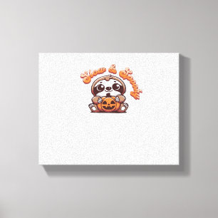 Halloween Sloth Slow and Spooky Cute Sloth Pumpkin Canvas Print
