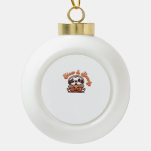 Halloween Sloth Slow and Spooky Cute Sloth Pumpkin Ceramic Ball Christmas Ornament