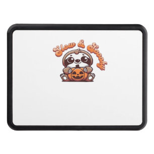 Halloween Sloth Slow and Spooky Cute Sloth Pumpkin Trailer Hitch Cover
