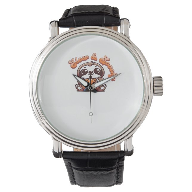 Halloween Sloth Slow and Spooky Cute Sloth Pumpkin Watch (Front)