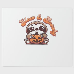 Halloween Sloth Slow and Spooky Cute Sloth Pumpkin Wrapping Paper