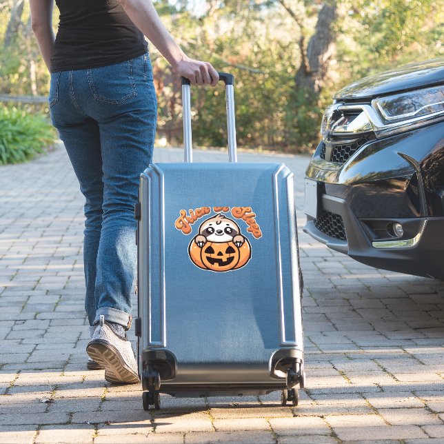 Halloween Sloth Trick or Sleep Cute Sloth Pumpkin  (Suitcase Insitu)