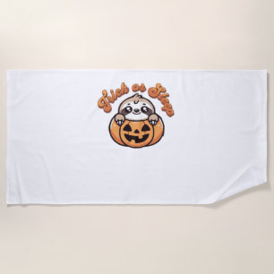 Halloween Sloth Trick or Sleep Cute Sloth Pumpkin  Beach Towel