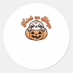 Halloween Sloth Trick or Sleep Cute Sloth Pumpkin  Classic Round Sticker
