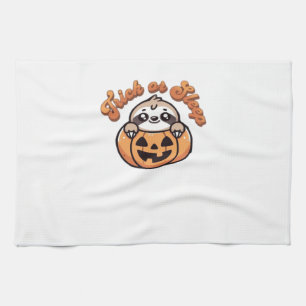 Halloween Sloth Trick or Sleep Cute Sloth Pumpkin Kitchen Towel