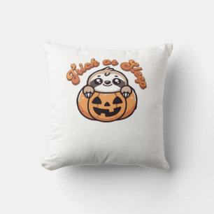 Halloween Sloth Trick or Sleep Cute Sloth Pumpkin Throw Pillow