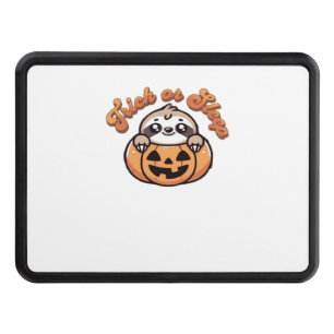 Halloween Sloth Trick or Sleep Cute Sloth Pumpkin  Trailer Hitch Cover