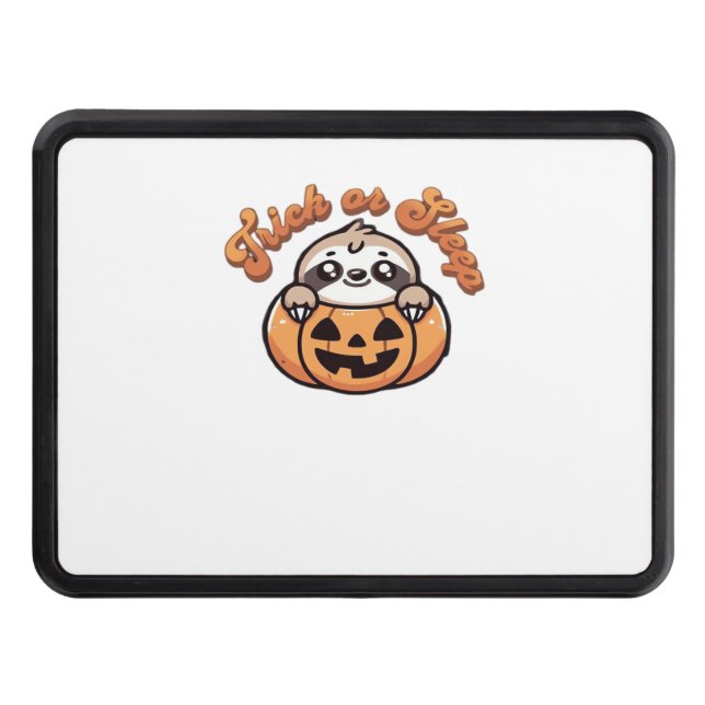 Halloween Sloth Trick or Sleep Cute Sloth Pumpkin  Trailer Hitch Cover (Front)