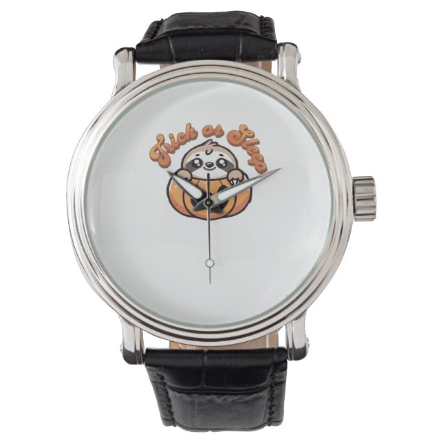 Halloween Sloth Trick or Sleep Cute Sloth Pumpkin  Watch (Front)