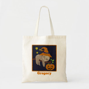 Halloween Sloth Trick or Treat Pumpkin Pail Tote Bag