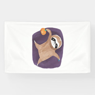 Halloween Sloth with Pumpkin Classic T-Shirt Banner