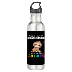 Halloween Slothful Design, This is my Human Costum 710 Ml Water Bottle