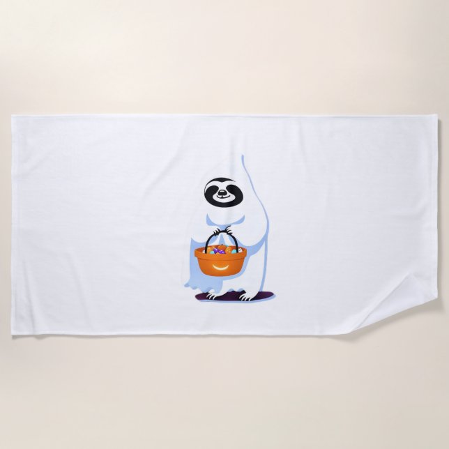 Halloween Slothful Design, This is my Human Costum Beach Towel (Front)