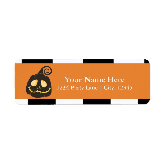 Halloween Smiley Black Pumpkin Whimsical Return Address Label