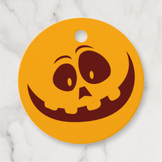Halloween Smiley face Orange and Brown  Favour Tags