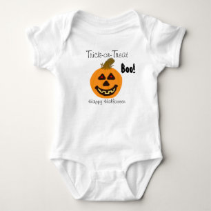 Halloween Smiling Pumpkin Trick-or-Treat Boo Baby Bodysuit