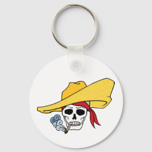 Halloween Smoking Skull with Bandana Cartoon Keychain