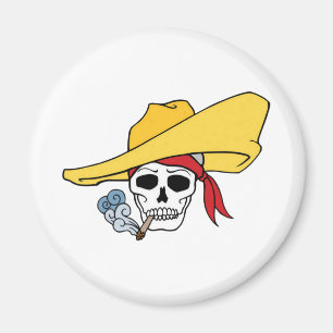 Halloween Smoking Skull with Bandana Cartoon Magnet