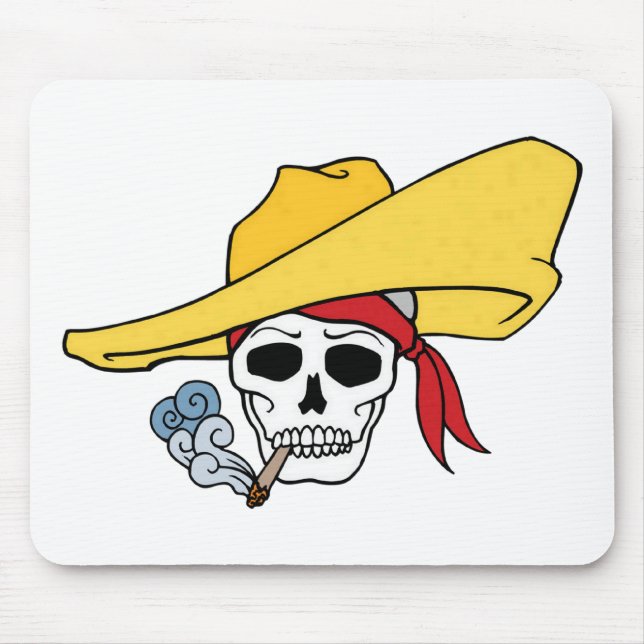 Halloween Smoking Skull with Bandana Cartoon Mouse Pad (Front)