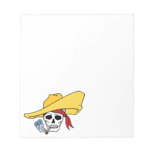Halloween Smoking Skull with Bandana Cartoon Notepad
