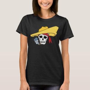 Halloween Smoking Skull with Bandana Cartoon T-Shirt